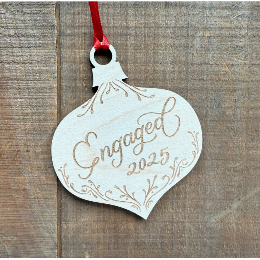 Engaged 2026 Wood Ornament