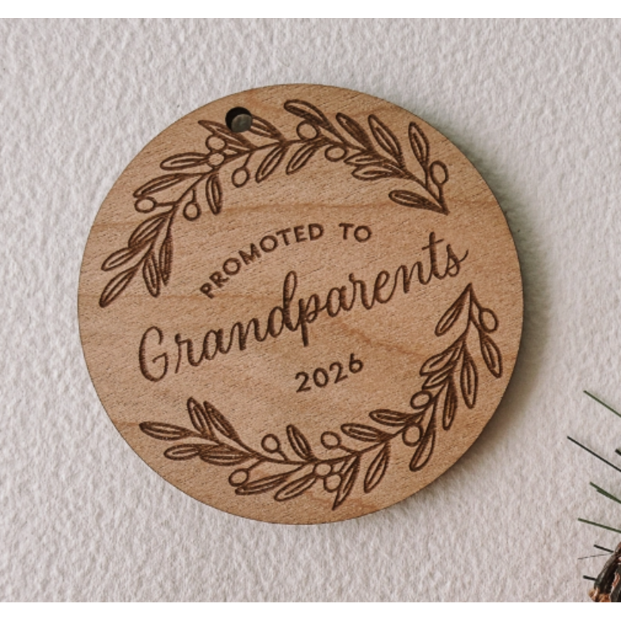 Promoted to Grandparents 2026 Wood Ornament