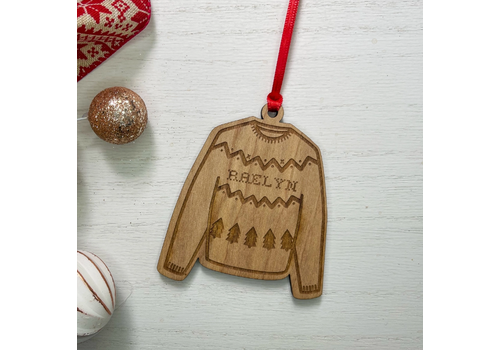  almost local Ugly Sweater Wood Ornament Maine 