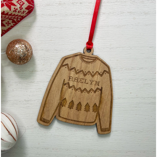  almost local Ugly Sweater Wood Ornament Maine 