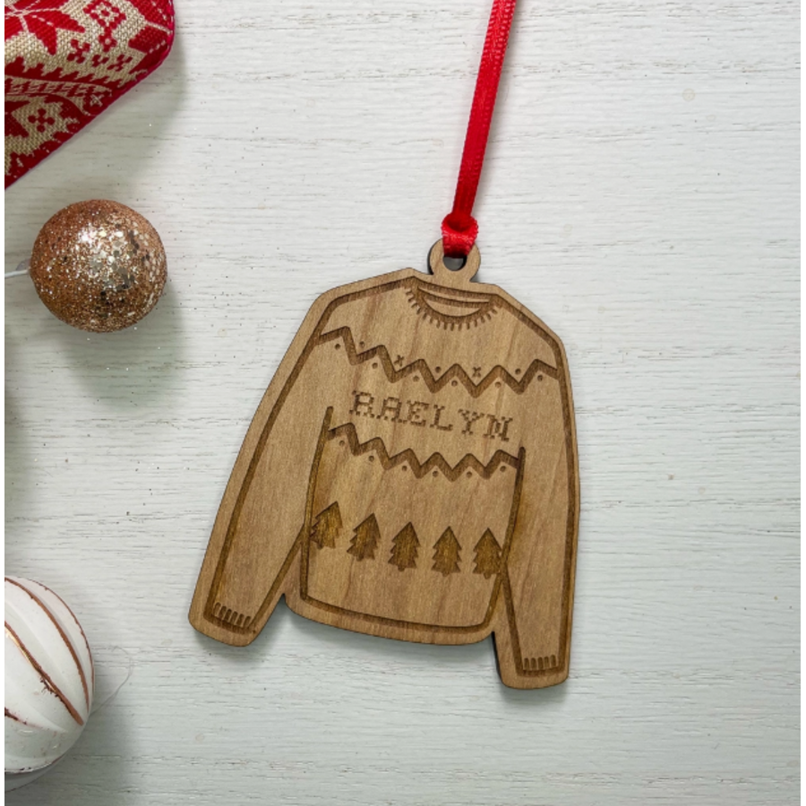 Ugly Sweater Wood Ornament Maine