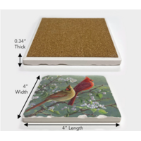 Cardinal Pair Stone Tumbled Tile Coaster