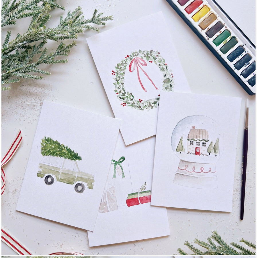 Christmas Cheer Paintable Notecards