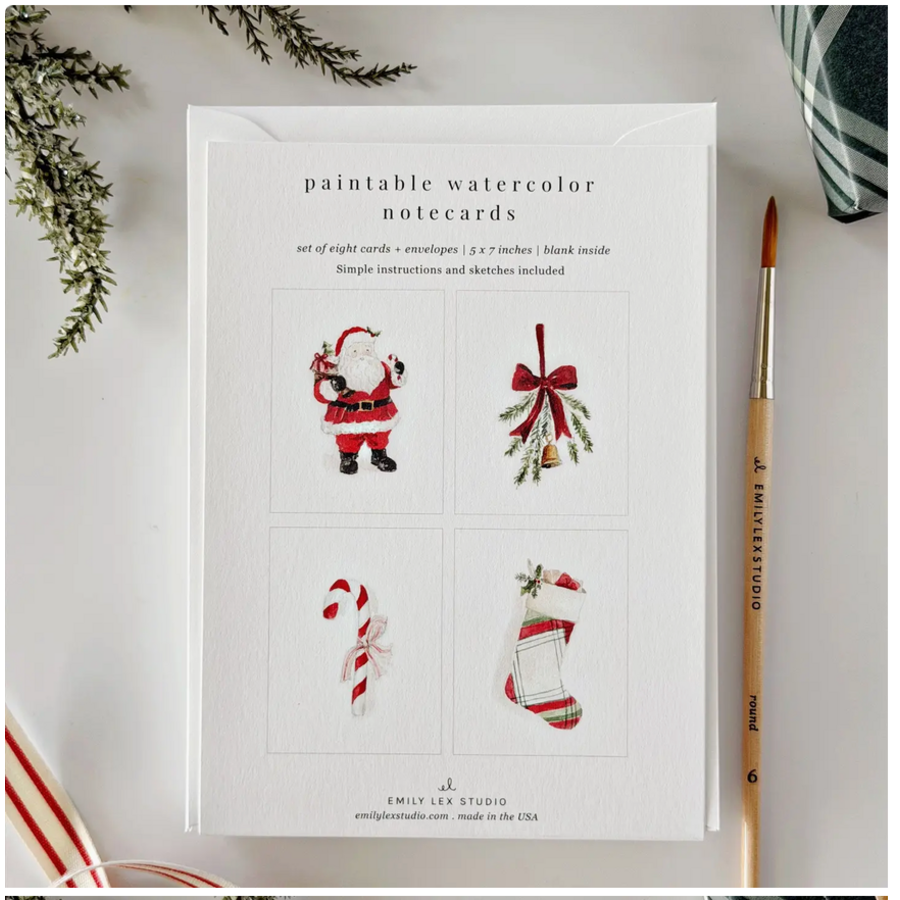Classic Christmas Paintable Notecards