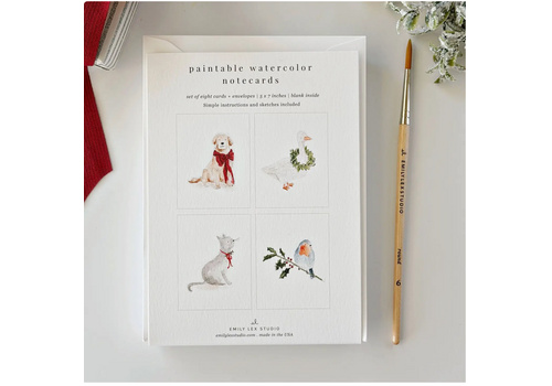  emily lex studio Festive Friends Paintable Notecards 