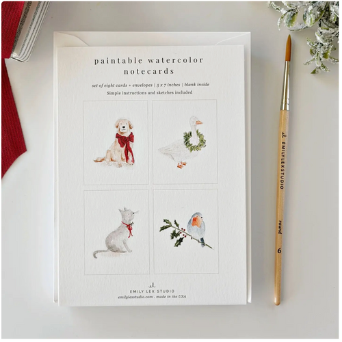  emily lex studio Festive Friends Paintable Notecards 