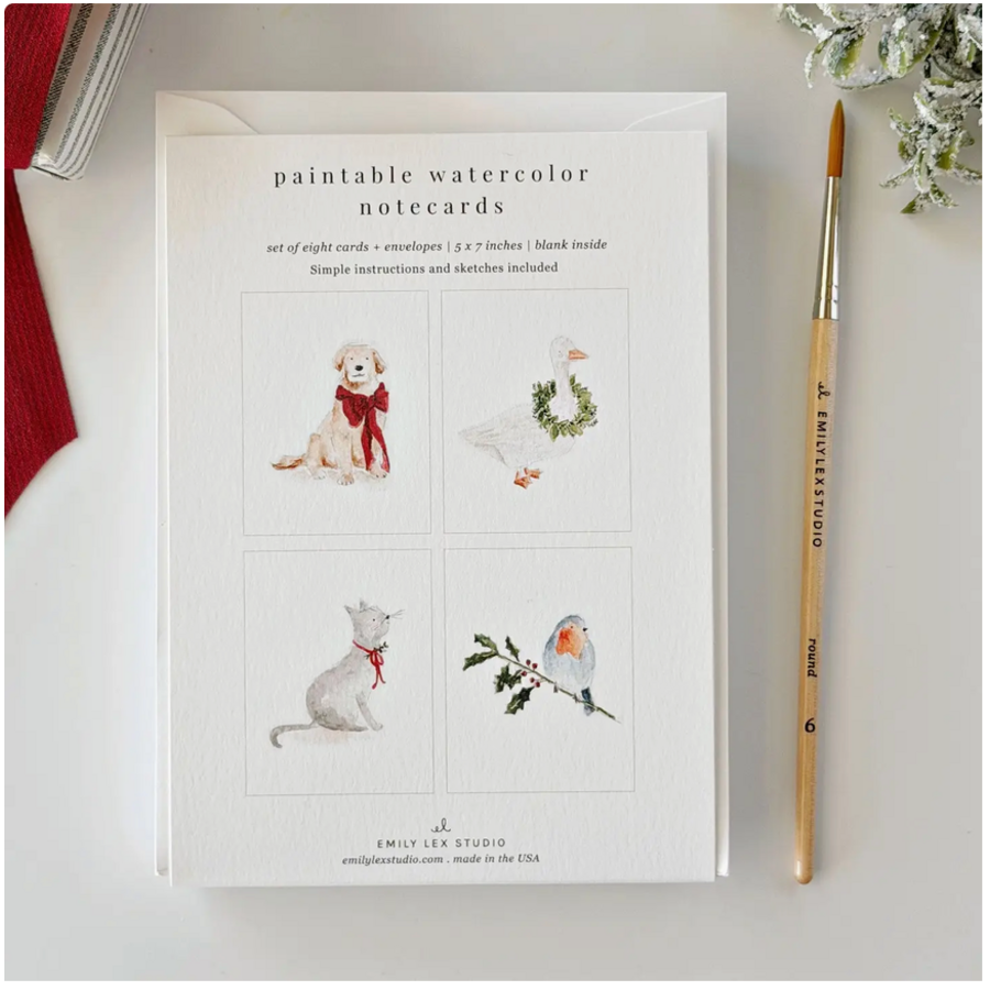 Festive Friends Paintable Notecards