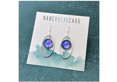  Nancy Reid Carr Oval Orbit Earrings Blue Purple 