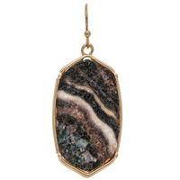 Gold Brown Black Crystalized Druzy Earrings