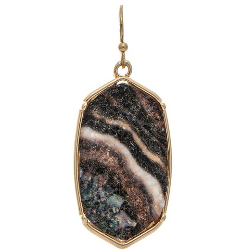  Rain Jewelry Collection Gold Brown Black Crystalized Druzy Earrings 