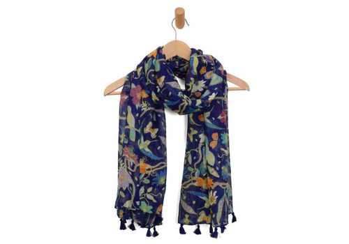  Joy Accessories Multi Hummingbird and Butterfly Tassel Scarf 
