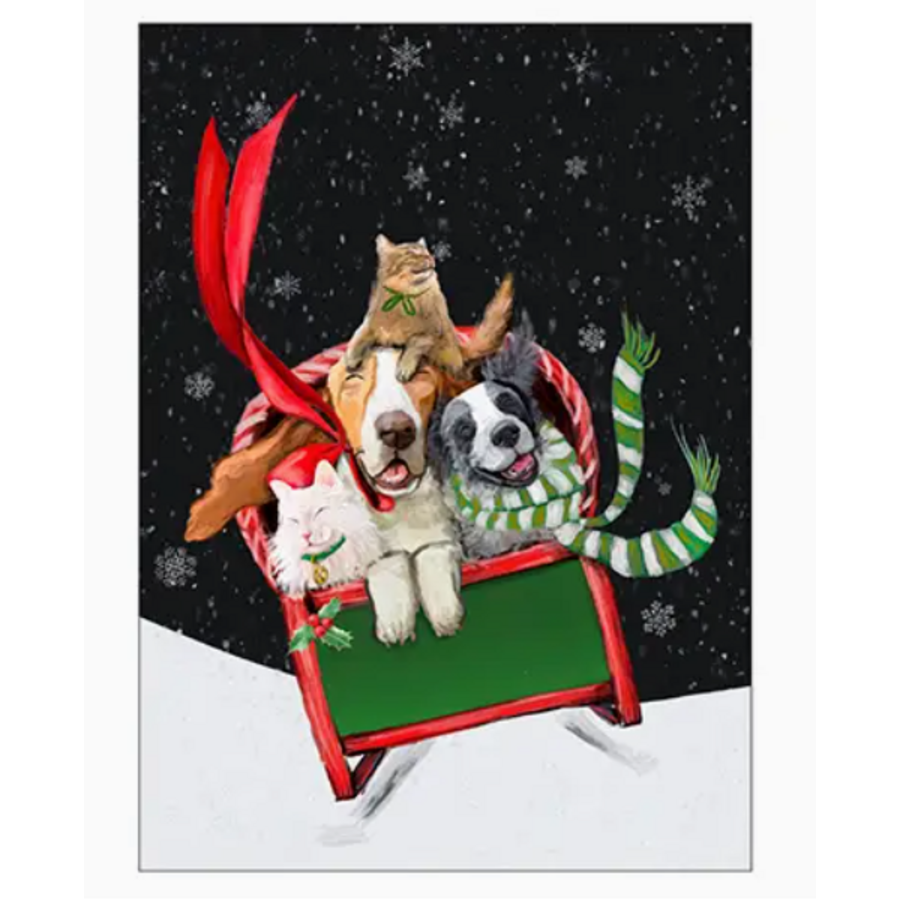 Dogs & Cats Sleighride Card