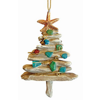 Driftwood Seaglass Tree Ornament