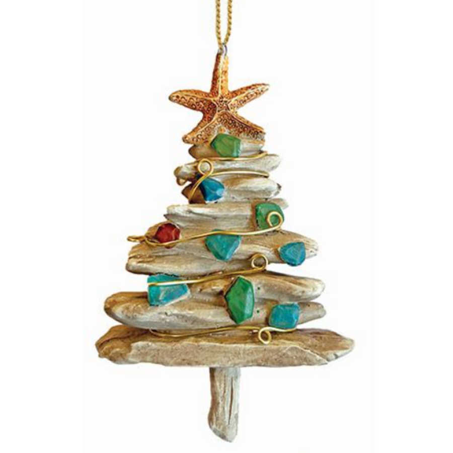 Driftwood Seaglass Tree Ornament