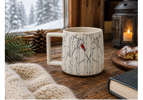  Artsy Em Aspen Cardinal Ceramic Cup 