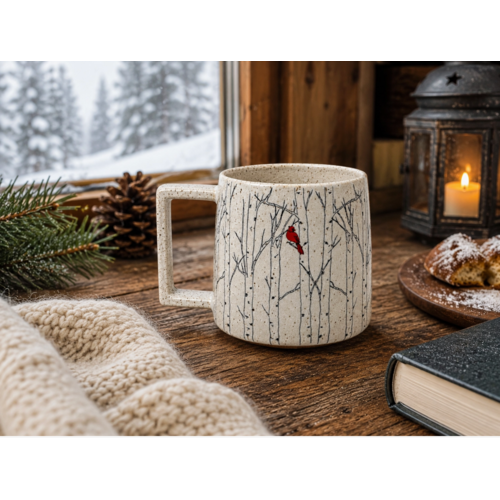  Artsy Em Aspen Cardinal Ceramic Cup 