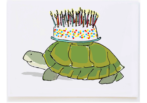 Molly O Turtle with Cake Birthday Card 