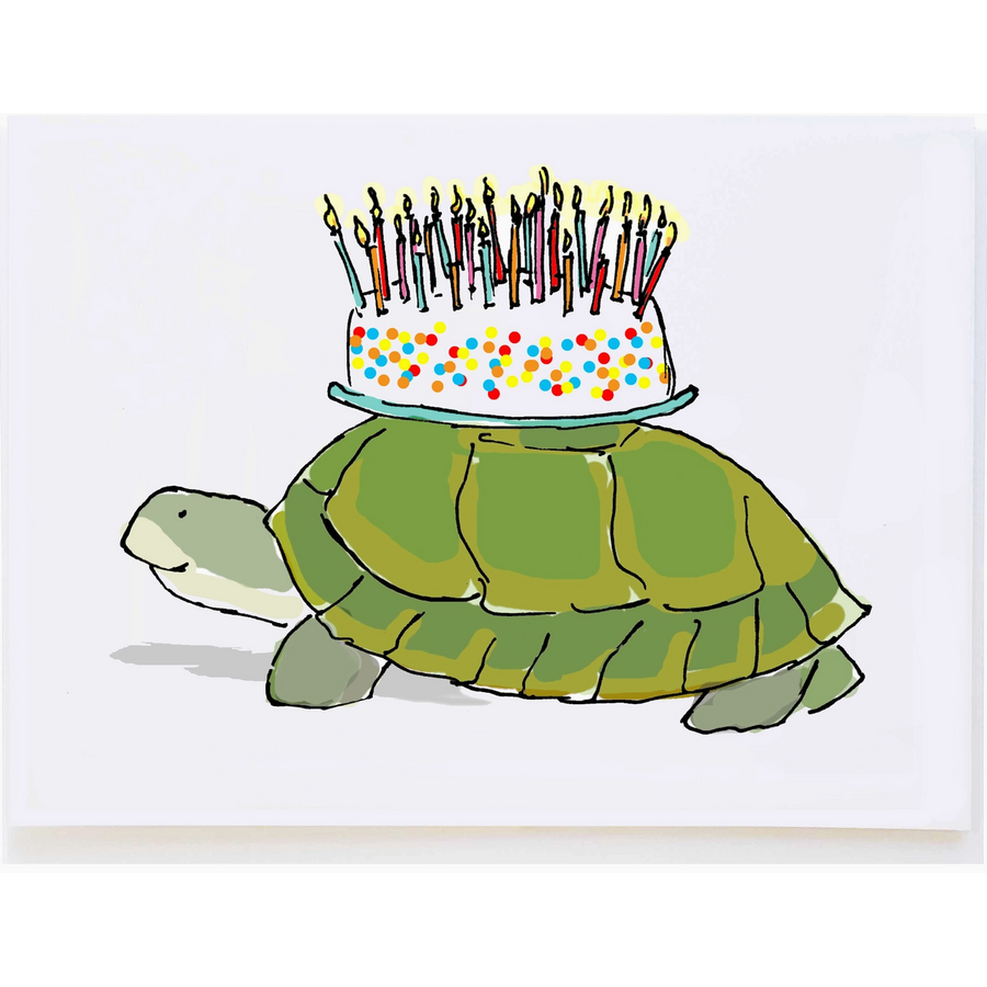 Turtle with Cake Birthday Card