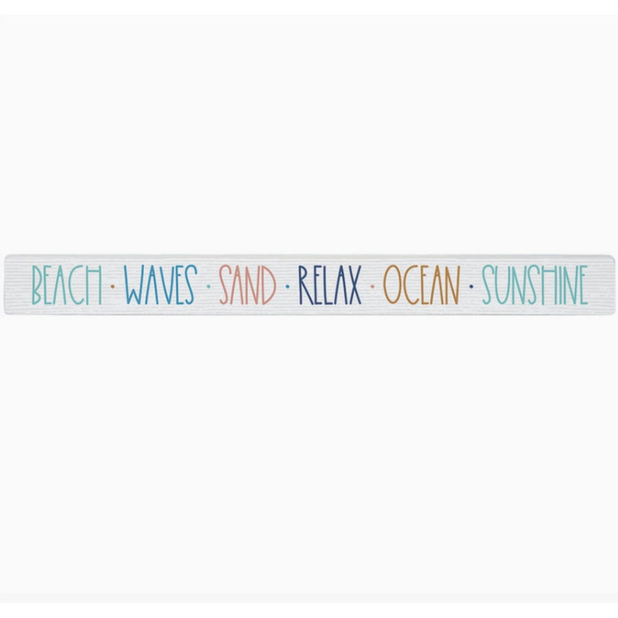 16" Wooden Sign Beach Waves
