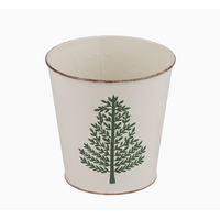 4" Metal Pot with  Green Tree Print