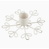 White Metal Snowflake Taper Holder
