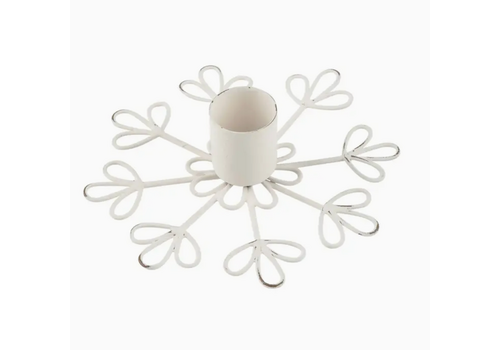  Silver Tree Home & Holiday White Metal Snowflake Taper Holder 