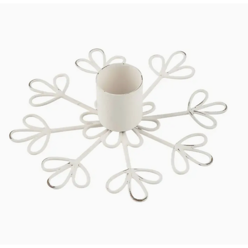  Silver Tree Home & Holiday White Metal Snowflake Taper Holder 