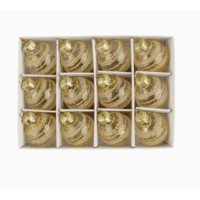 Set of 12 Small Glass Ornaments in Gold Finish