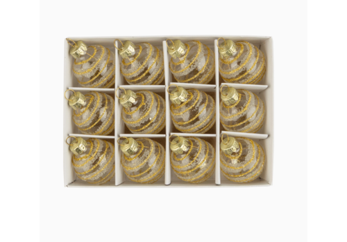  Silver Tree Home & Holiday Set of 12 Small Glass Ornaments in Gold Finish 