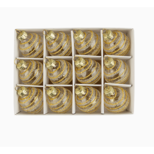  Silver Tree Home & Holiday Set of 12 Small Glass Ornaments in Gold Finish 