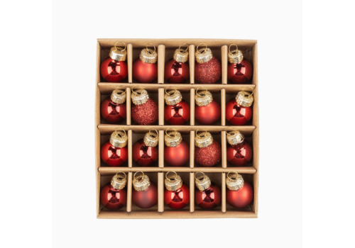  Silver Tree Home & Holiday Set of 20 Red Mini Glass Ornaments 