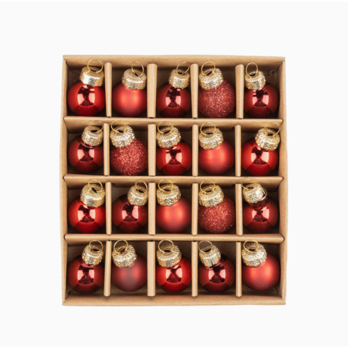  Silver Tree Home & Holiday Set of 20 Red Mini Glass Ornaments 