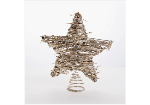  Silver Tree Home & Holiday Star Tree Topper Rattan & Wire Frame 