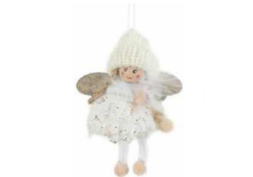  Silver Tree Home & Holiday White Plush Angel Ornament 