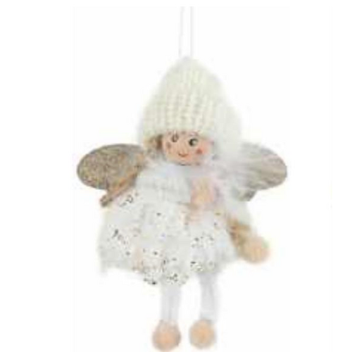  Silver Tree Home & Holiday White Plush Angel Ornament 