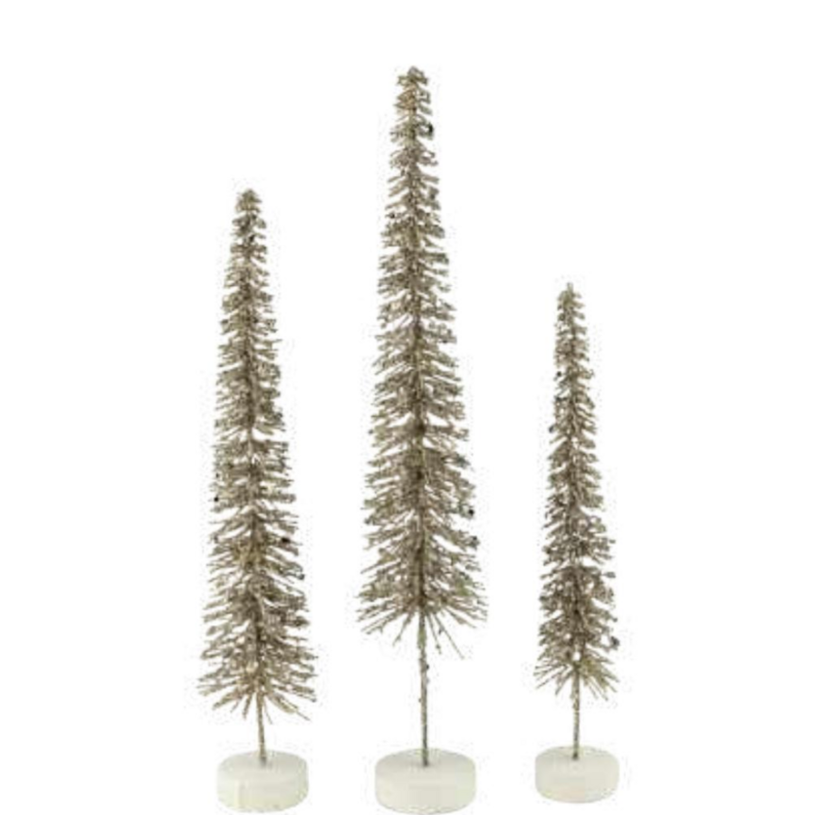 Slim Twig Bottle Brush Tree Gold Glitter