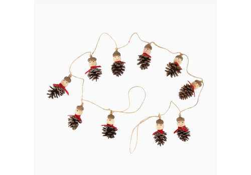  Silver Tree Home & Holiday Pinecone and Acorn Top Santa Garland 