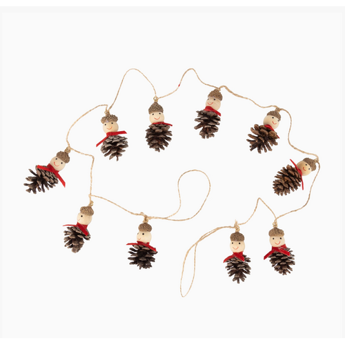  Silver Tree Home & Holiday Pinecone and Acorn Top Santa Garland 