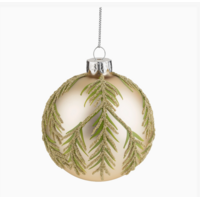Pale Gold Glass Ball Ornament with Branch Design