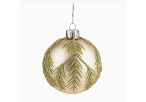  Silver Tree Home & Holiday Pale Gold Glass Ball Ornament with Branch Design 
