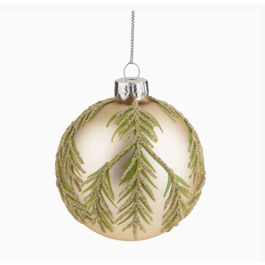Pale Gold Glass Ball Ornament with Branch Design
