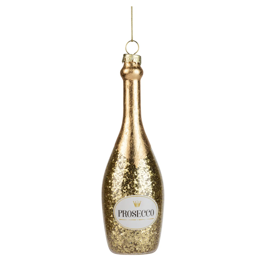 Glass Gold Prosecco Ornament