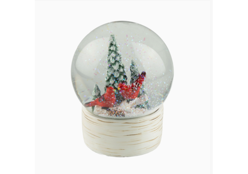  Silver Tree Home & Holiday Snow Globe Cardinals with Tree Scene 