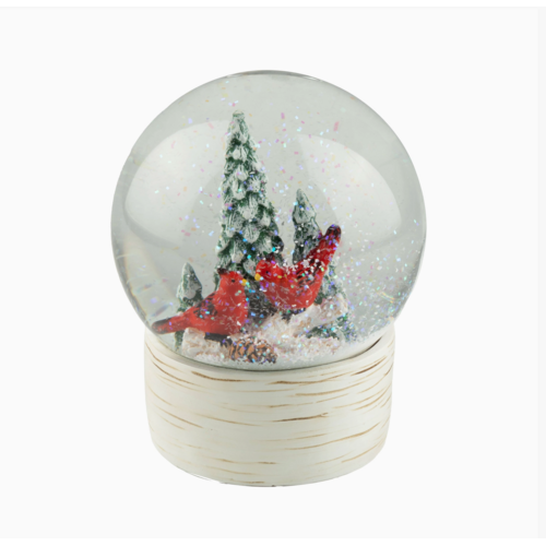  Silver Tree Home & Holiday Snow Globe Cardinals with Tree Scene 