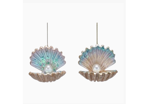  Silver Tree Home & Holiday Resin Clam Shell with Pearl Ornament 