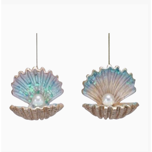  Silver Tree Home & Holiday Resin Clam Shell with Pearl Ornament 