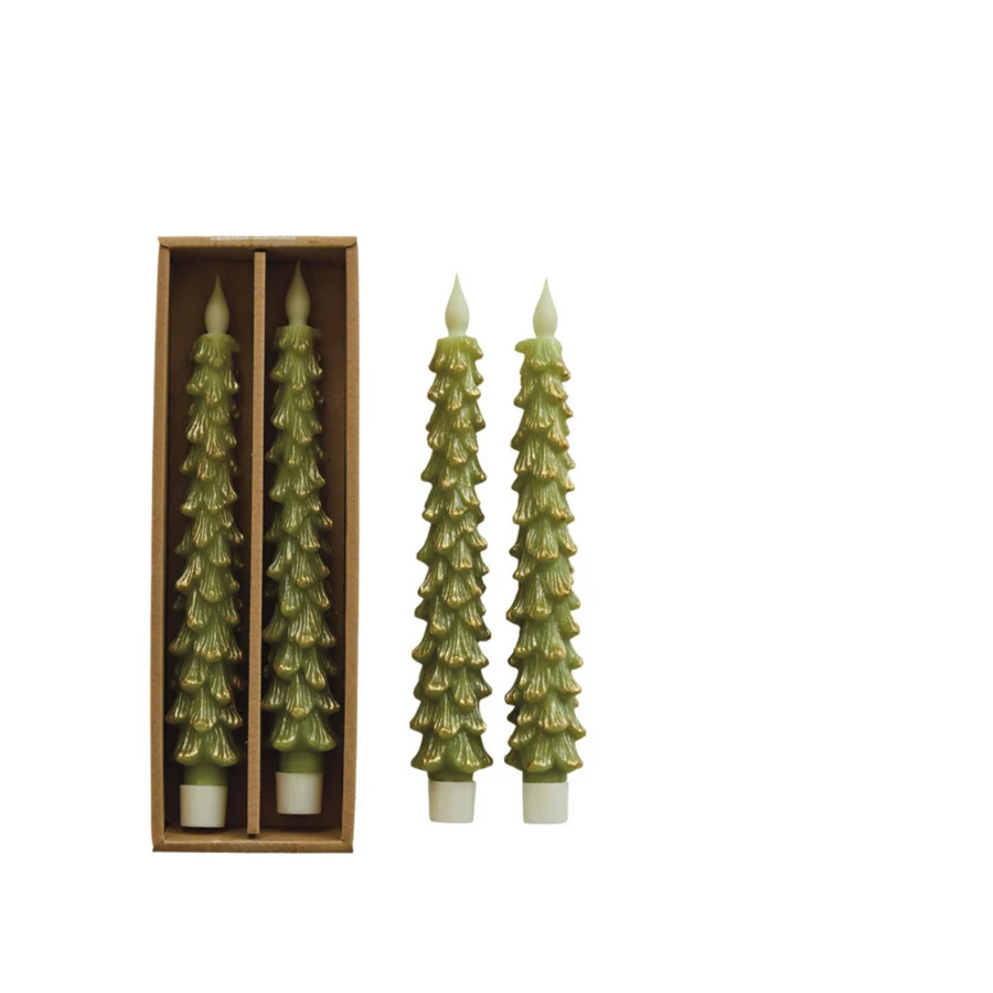 Tree LED Tapers with Timer Boxed Set of 2