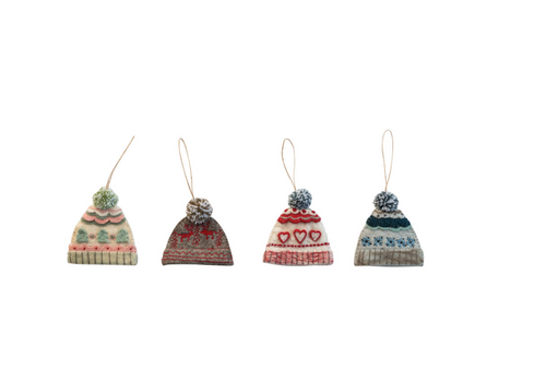  Creative Co-Op Handmade Wool Hat Ornament 