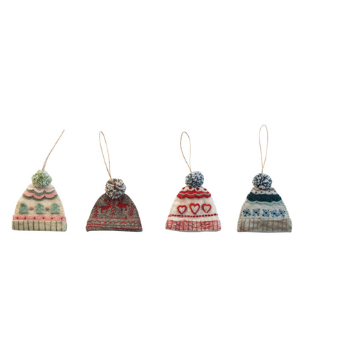  Creative Co-Op Handmade Wool Hat Ornament 
