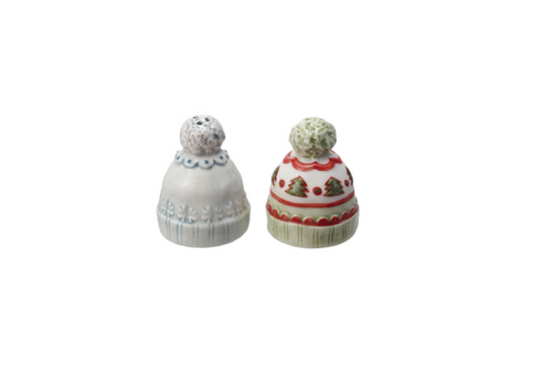  Creative Co-Op Stoneware Beanie Hats Salt & Pepper Shakers 